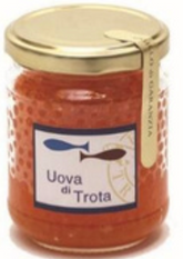 Trout Roe crunchy bright orange pearls, delicately salted